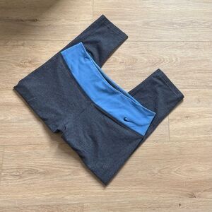 Nike Blue and Gray Dri-FIT Capri Yoga Leggings